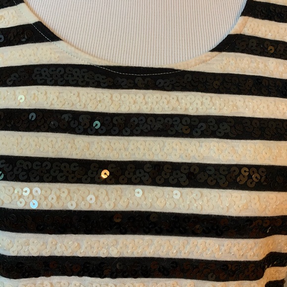 Loft black and white striped sequin tank - Small - Picture 2 of 4